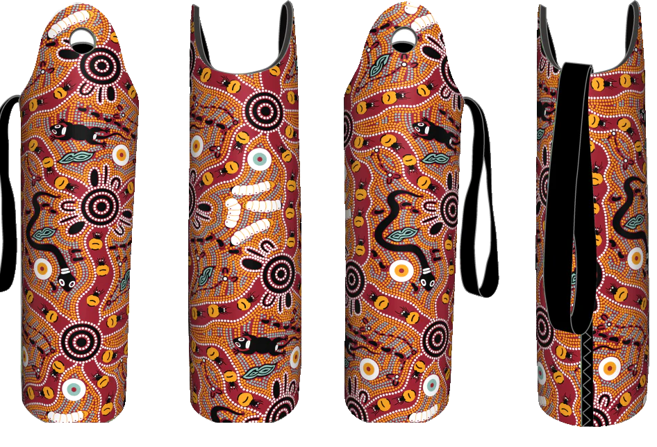 ABORIGINAL INDIGENOUS AUSTRALIAN Artist Bulurru Wine Bottle Holder water bottle